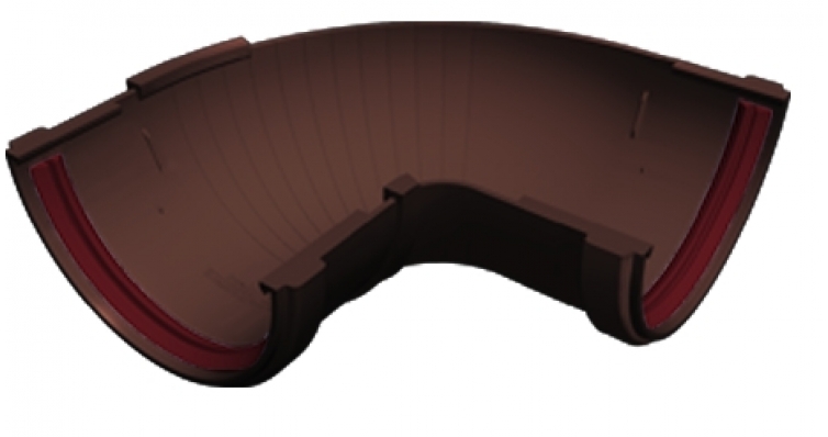 Угол желоба составной 90-150°  ПВХ Grand Line шоколадный RAL8017